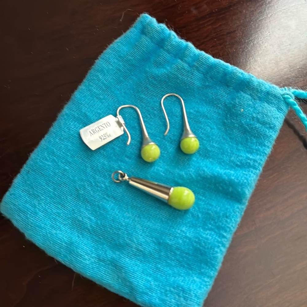 Argento Silver and Green Jewelry Set